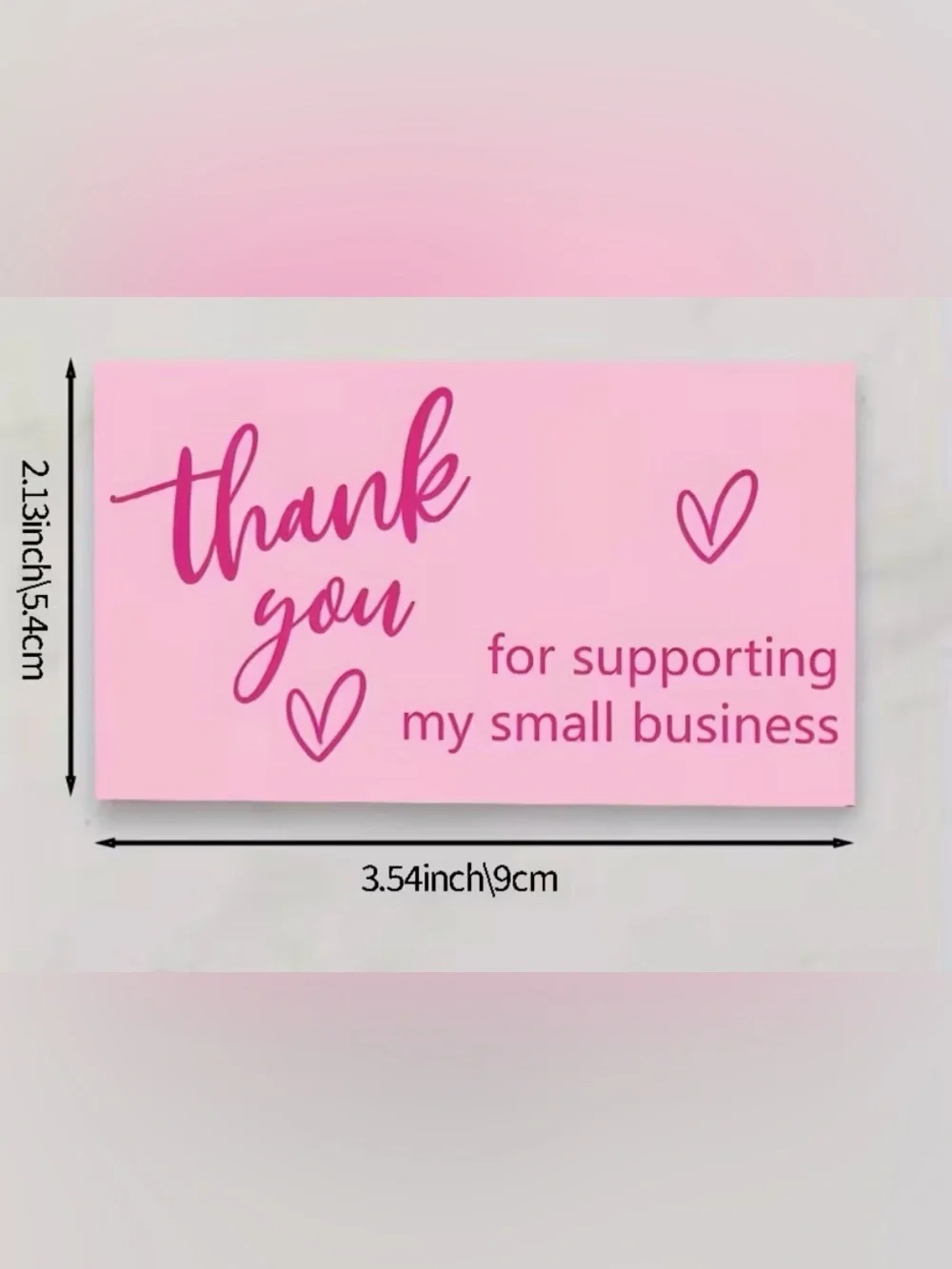 50pcs Pink Script Thank You Cards, Small Business Appreciation Cards